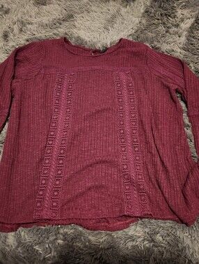 Wine Colored Long Sleeve Blouse
